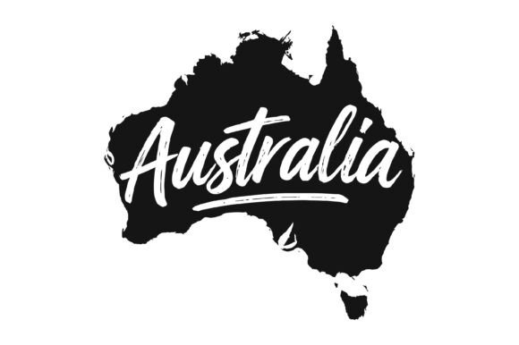 Australia Script Map: Graphics for T-Shirt Designs