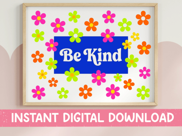 Be Kind Neon Flower Wall Art: Graphics for T-Shirt Designs
