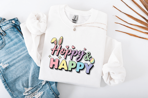 Hoppy and Happy Retro Easter Bunny: Graphics for T-Shirt Designs