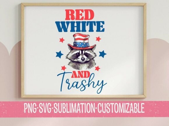 Red White Trashy Raccoon: Bold Graphics for T-Shirt Designs