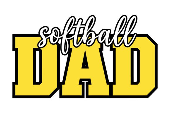 Softball Dad Bold Collegiate Yellow SVG for Graphics & T-Shirt Designs