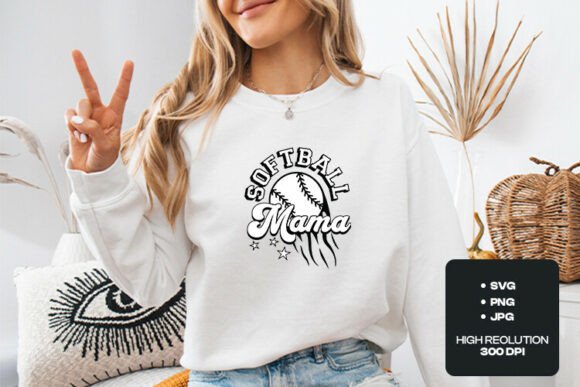 Softball Mama Retro Graphics for T-Shirt Designs